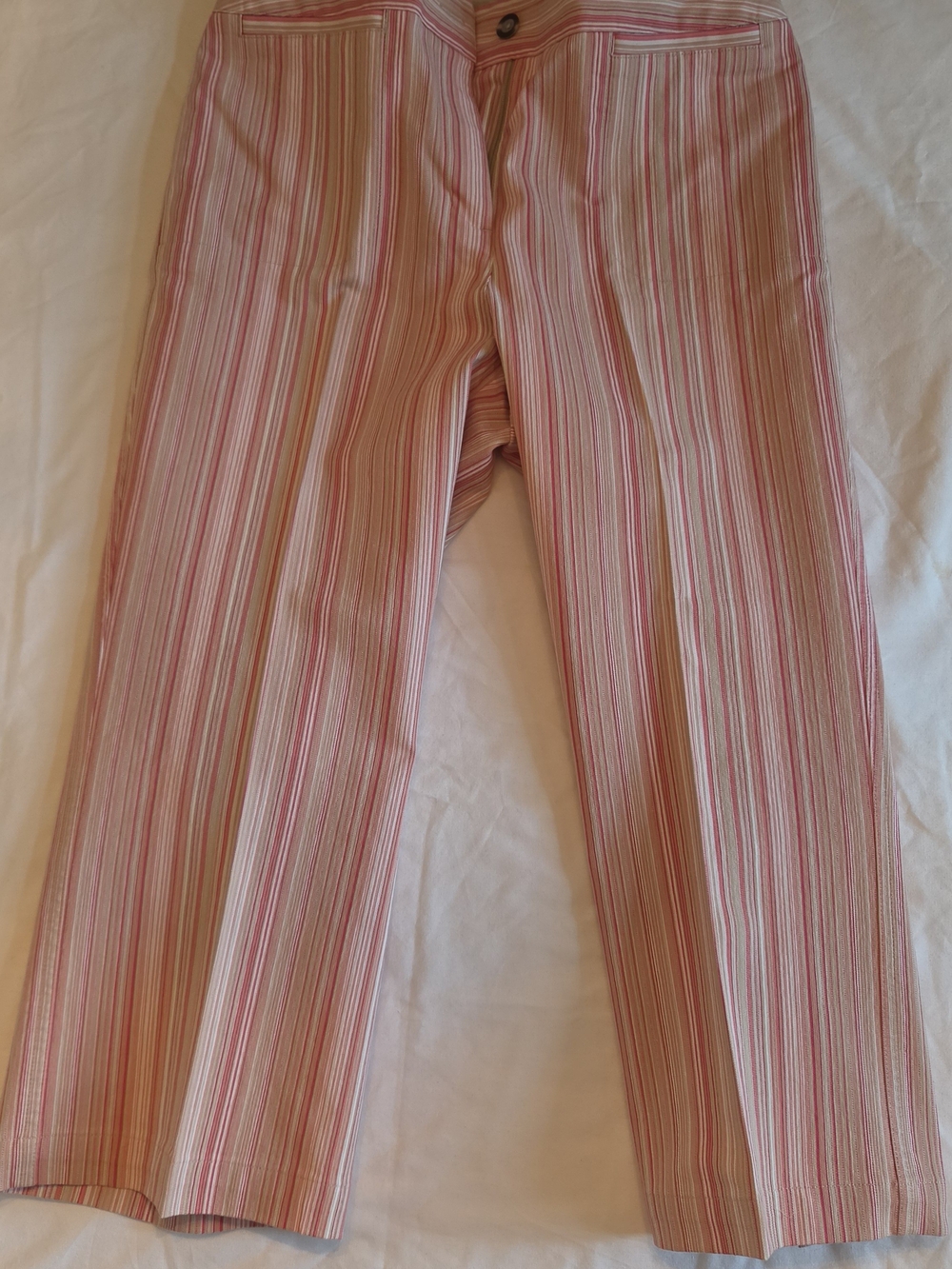Valerie Stevens Striped Wide Leg Pants in Red Cream & White